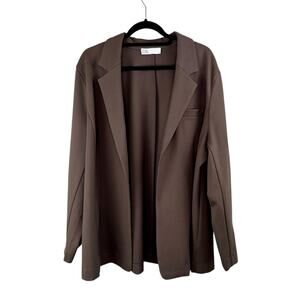 Pari Passu Ponte Debi Open Front Blazer Jacket Chocolate Brown Plus SZ D18 NWOT